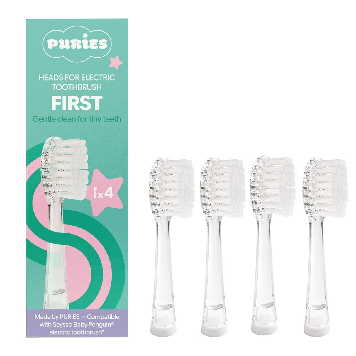 Puries Baby First Electric Toothbrush Heads for Seysso - 4 Pieces