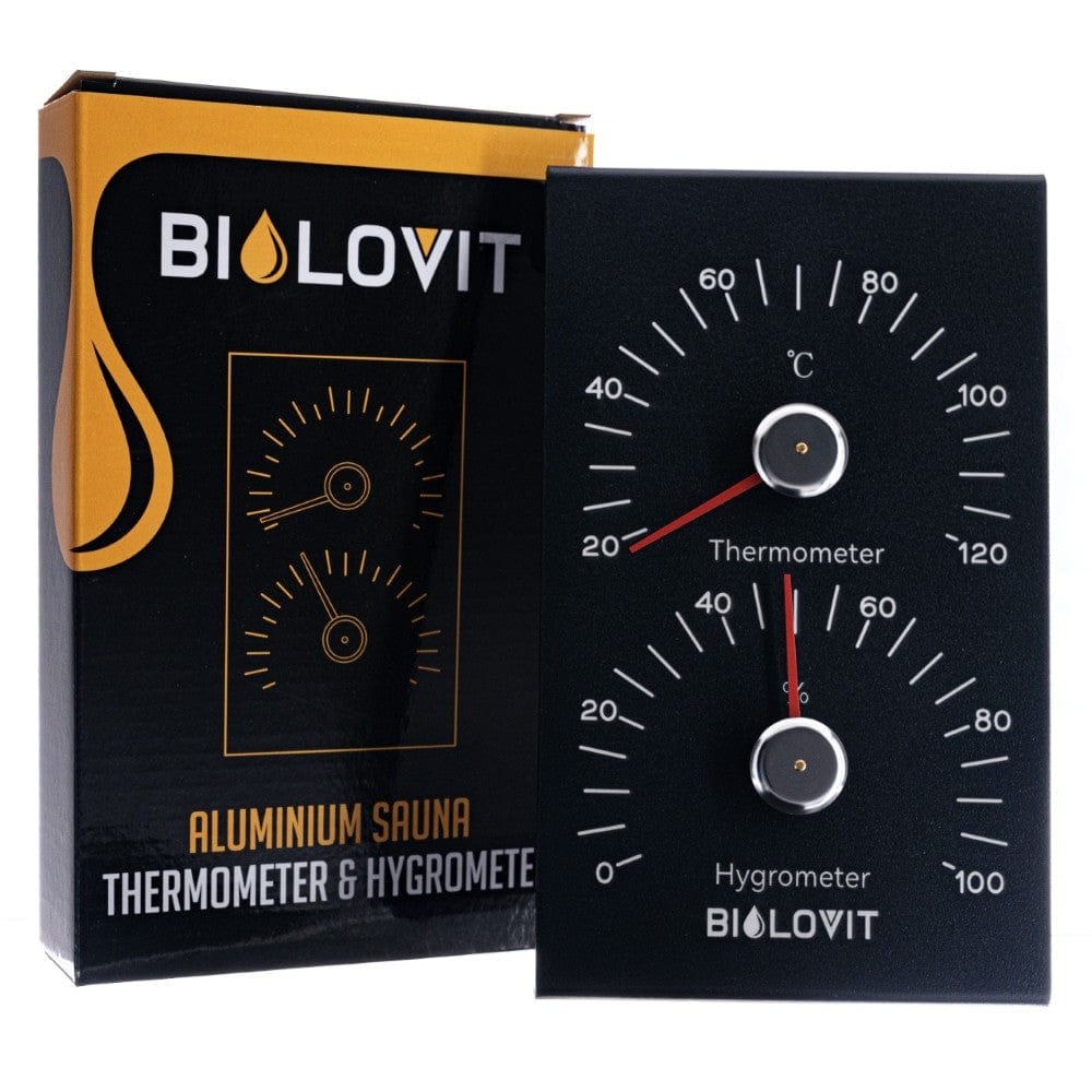 Bilovit Sauna Thermometer with Hygrometer - Black