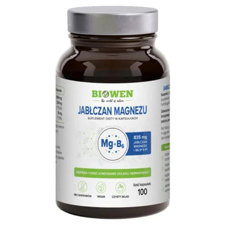 Biowen Magnesium Malate 835 mg with Vitamin B6 (P-5-P) - 100 Capsules