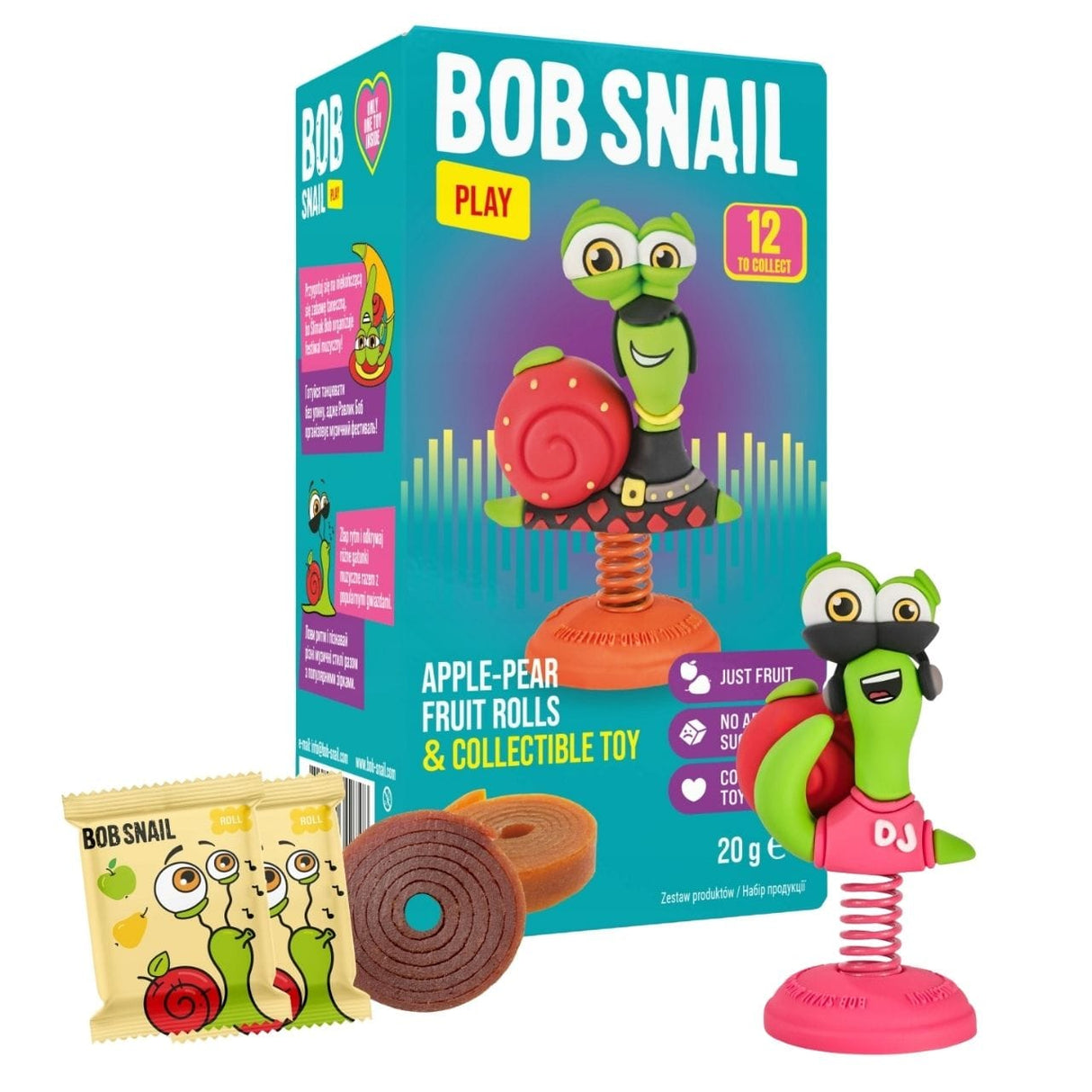 Bob Snail Apple & Pear Stripe with Toy - 20 g