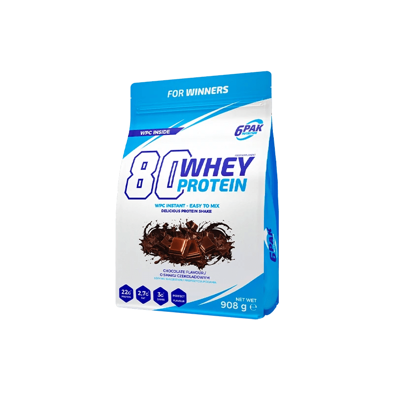 6PAK 80 Whey Protein, Chocolate Flavour - 908 g