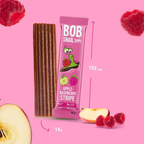 Bob Snail Apple & Raspberry Stripe with No Added Sugar - 14 g