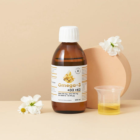 Aura Herbals Omega-3 (370 DHA) + D3 (2000IU) + K2MK7, liquid - 200 ml