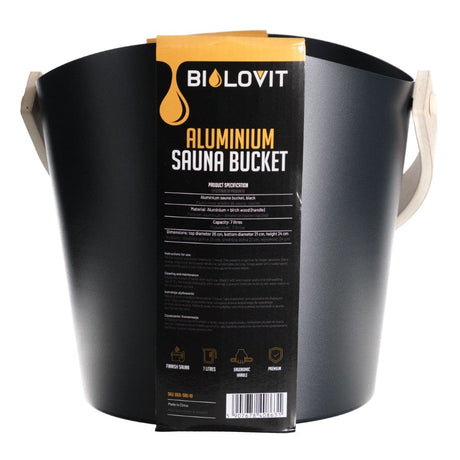 Bilovit Aluminium Sauna Bucket, Black - 7 Litres