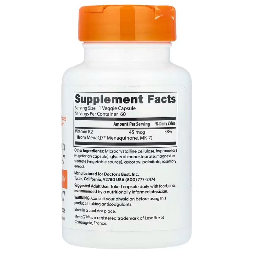 Doctor's Best Natural Vitamin K2 MK-7 with MenaQ7 45 mcg – 60 Capsules