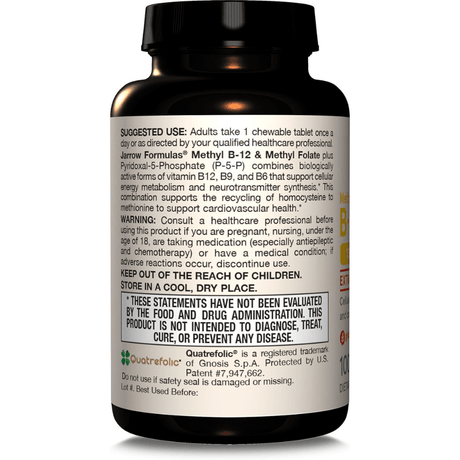 Jarrow Formulas Methyl B-12 5000 mcg & Methyl Folate 800 mcg Cherry - 60 Chewable Tablets