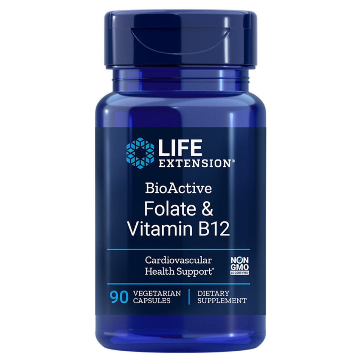 Life Extension BioActive Folate & Vitamin B12  - 90 Veg Capsules