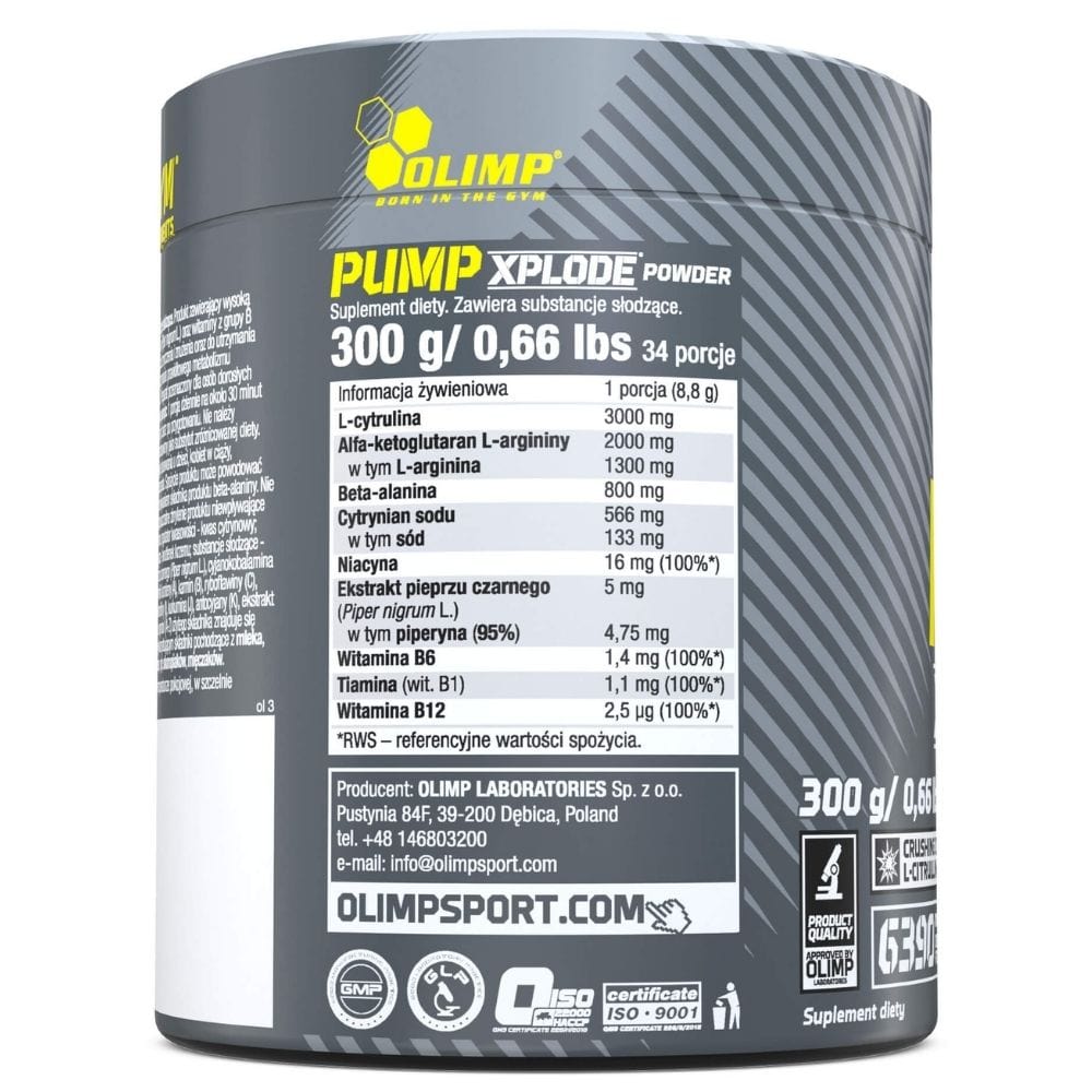 Olimp Pump Xplode Pre-Workout, Fruit Punch - 300 g