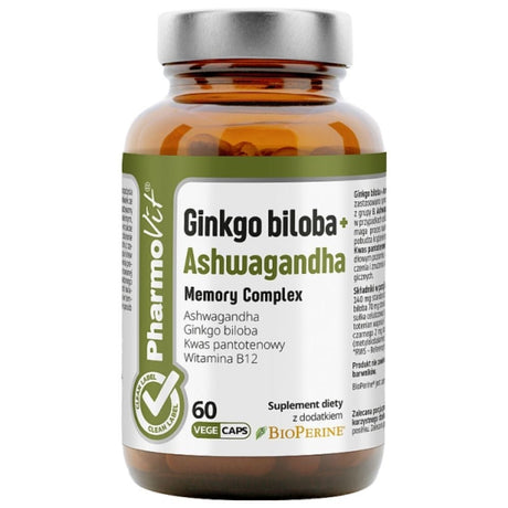 PharmoVit Ginkgo biloba + Ashwagandha Memory Complex - 60 Capsules