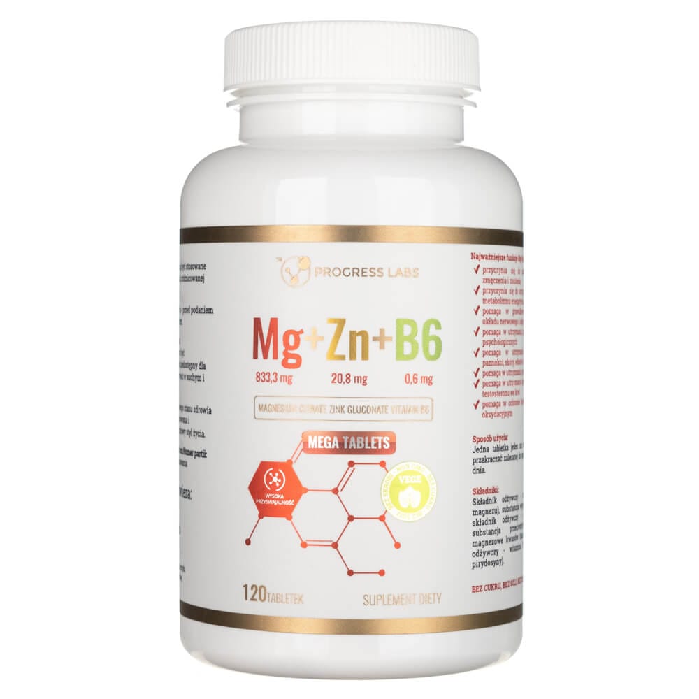 Progress D Tablet Progress Labs Magnesium + Zinc + Vitamin B6 120 Tablets – Medpak