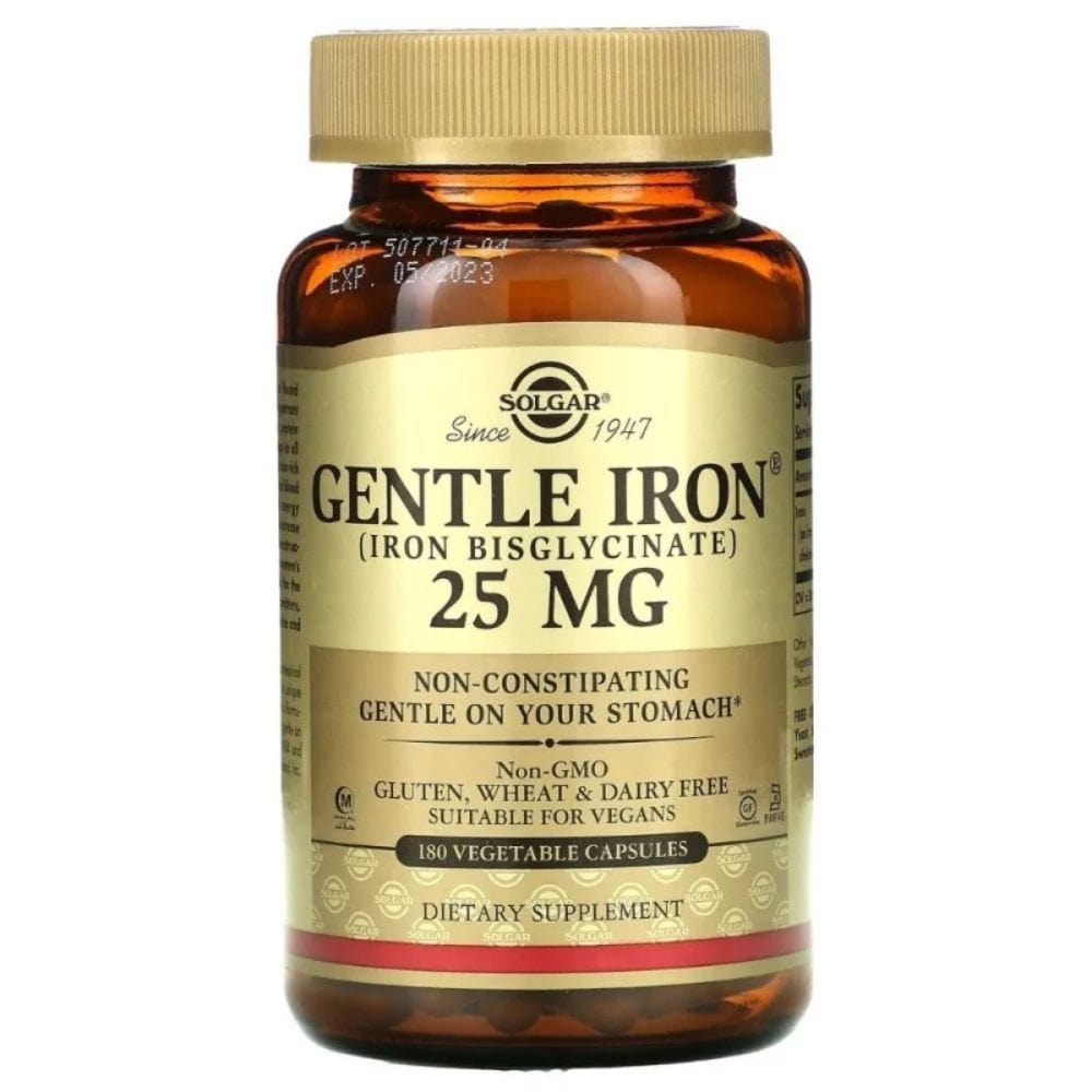 Solgar Gentle Iron 25 mg - 180 Vegetable Capsules