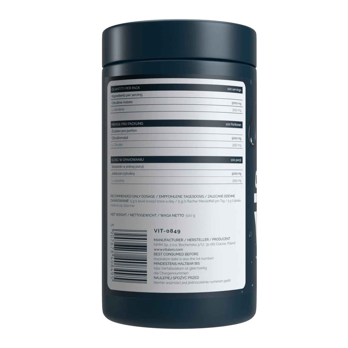 Vitaler's Sport Citrulline (L-Citrulline Malate), Powder - 500 g