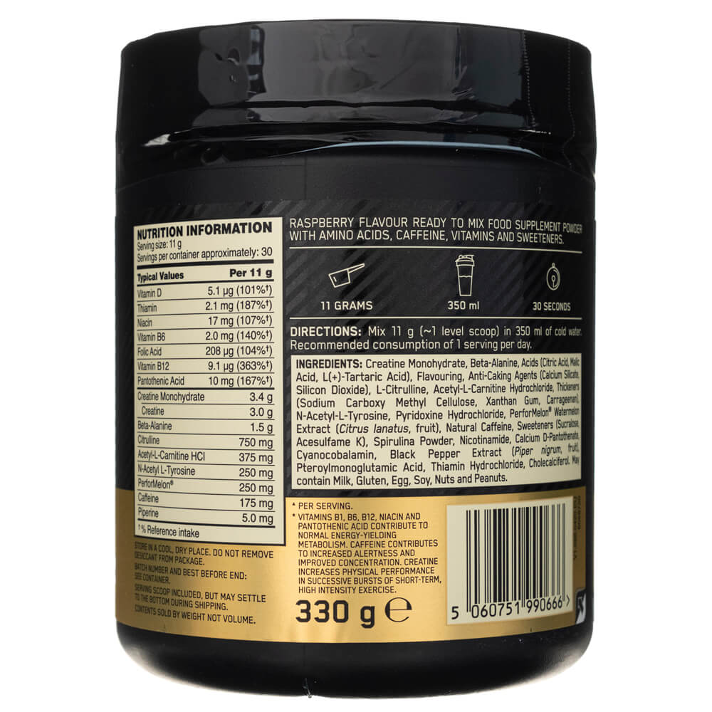 Optimum Nutrition Gold Standard Pre-Workout, Blue Raspberry - 330 g