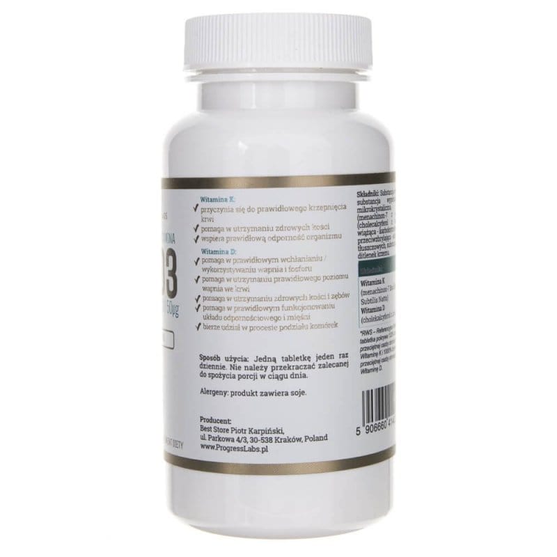 Progress D Tablet Progress Labs Vitamin K2 MK-7 100 mcg D3 50 mcg 120 Tablets – Medpak